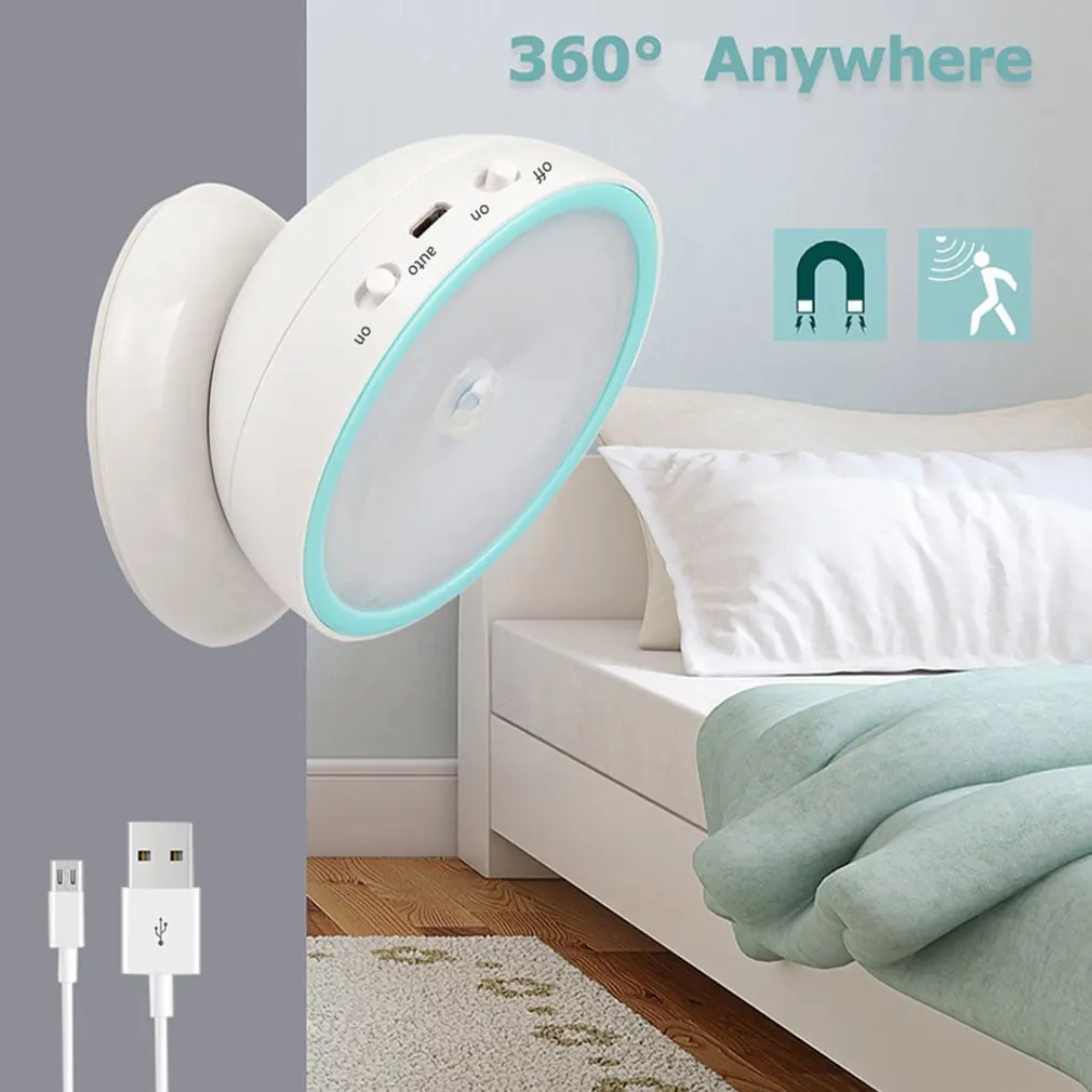 

360 Degree Rotatable Intelligent Human Body Induction Lamp Rechargeable Led Energy-Saving Corridor Lamp Bedroom Night Light