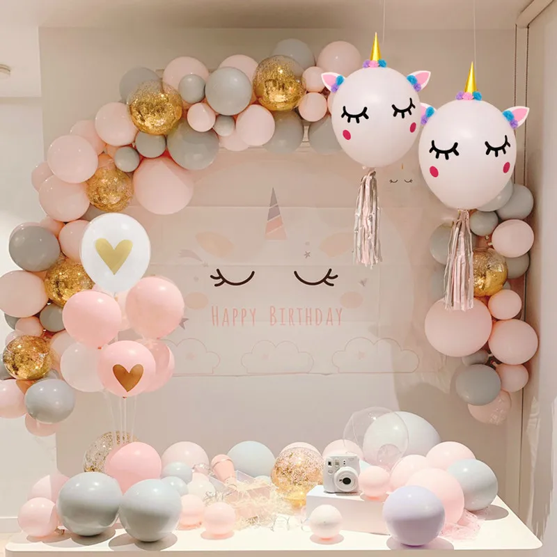 Kit De Ballons En Arc Licorne 73 Guirlande De Decor De Mariage De Fete D Anniversaire Pour Enfants De Saint Valentin Gris Pastel Rose Aliexpress