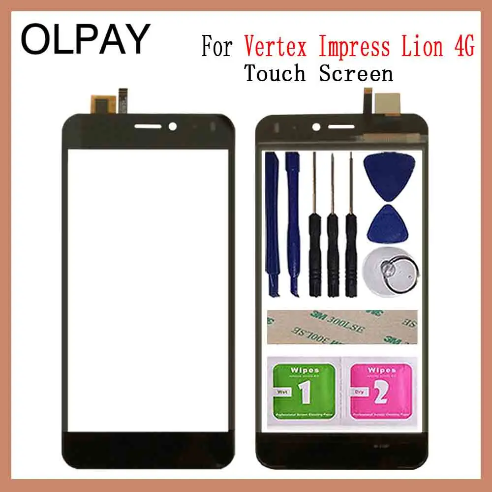 OLPAY 5," сенсорный экран для Vertex Impress Lion 4G сенсорный экран дигитайзер Панель переднее стекло объектив сенсор Бесплатный клей+ салфетки
