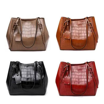 

Fashion Big Shoulder Bag New Solid Color Ladies Crocodile Pattern Tote Bags Women Wild Handbag M6CC