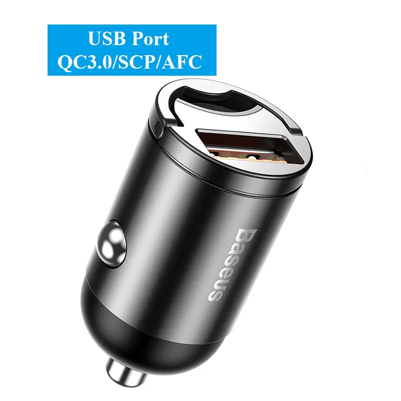 USB Port Grey Автомобильное мини-зарядное устройство Baseus PD 3,0 быстрое зарядное устройство для iPhone 11 Pro Max X Xs Xr 30 Вт автомобильное зарядное устройство для телефона с быстрой зарядкой 4,0 SCP AFC - Тип штекера: USB Port Grey