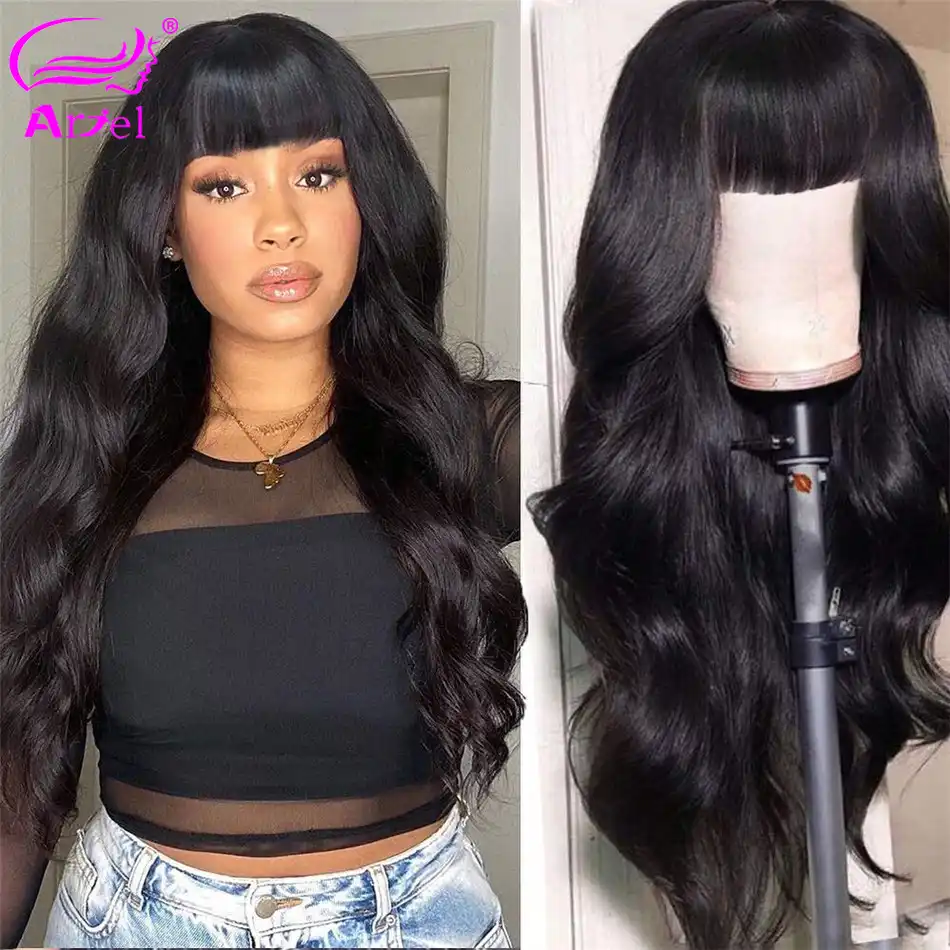 28 30 Inch Wigs Brazilian Body Wave Wigs Long Inch Wigs With Bangs Full Machine Made Human Hair Wigs For Women Glueless Wigs Human Hair Lace Wigs Aliexpress