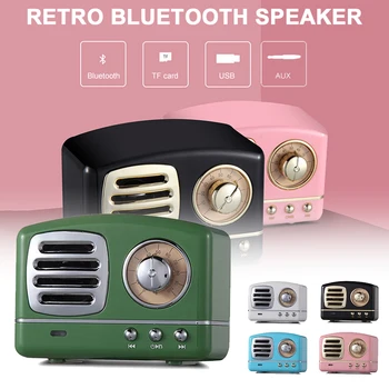 

Portable Bluetooth Speaker Retro Mini Portable Wireless Bluetooth Speaker USB/TF Card Music Player HIFI Subwoofer Speaker 6Color