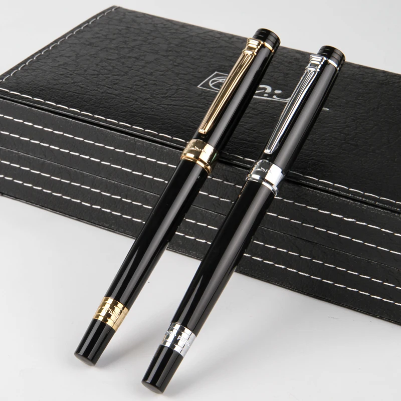 

Pimio 917 Hot-selling Metal Fountain Pen Smooth Black and Gold Clip Inking Pens with Original Gift Case 0.5mm F Nib