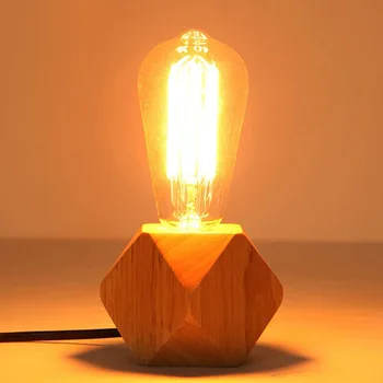 

E27 Table Lamp Indoor Lighting Nordic Style Cafe Bar Modern Hotel Wooden Base With Switch Desktop Home Decor For Bedroom