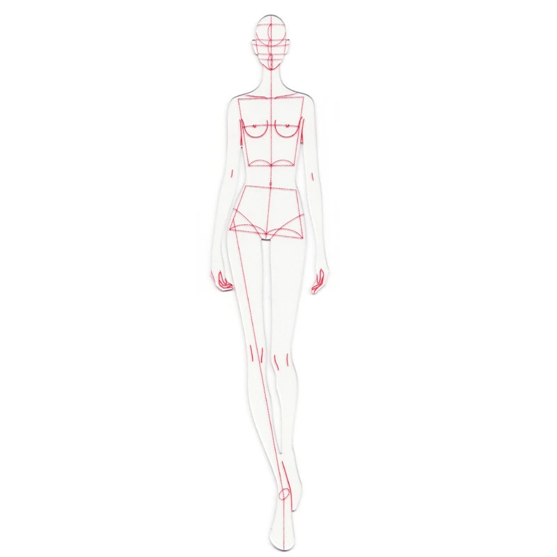 WellieSTR 3 Stlye Fashion Ruler Fashion Line Drawing Human Dynamic Template for Cloth Rendering