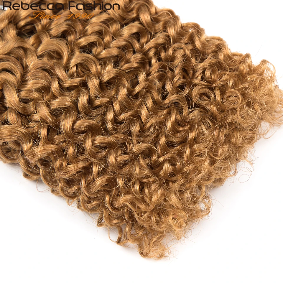 Rebecca 7-7.5" Short Curly Hair Bundles With Closure Remy Human Hair Weave 5 Bundles With Closure 6pc Double Drawn 27 99g P4/27 human hair extensions human hair bundles human hair weave