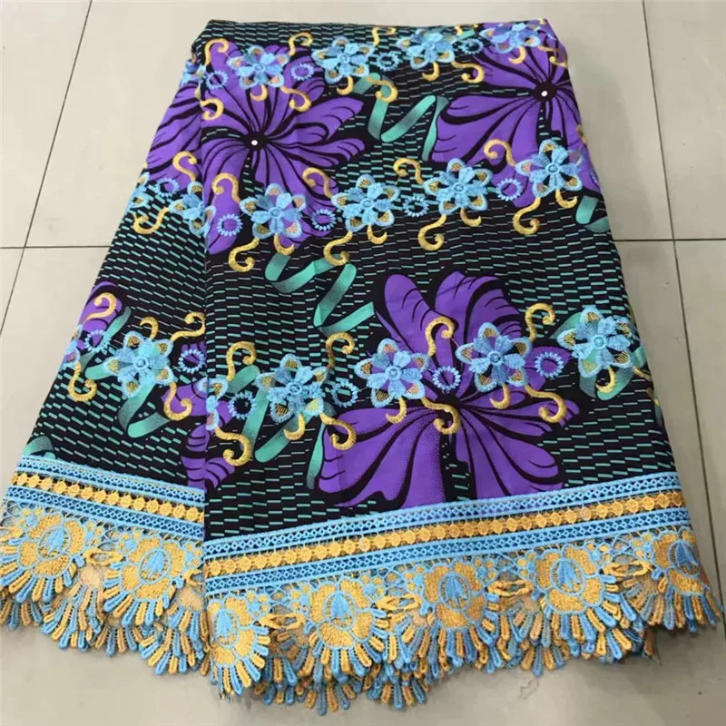 Популярный дизайн модное хлопок водорастворимые кружева ткани смесь Анкара воск вышивка Африка воск кружевная ткань для платья! AE-3679 - Цвет: 3