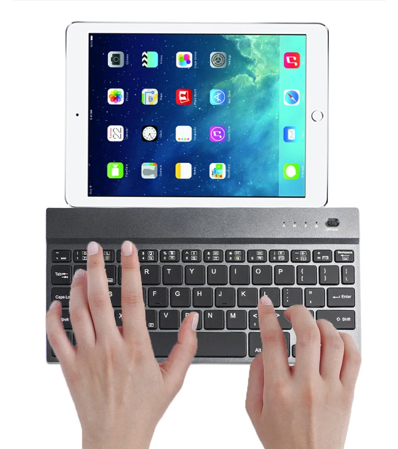 AVATTO 4mm Super Slim Aluminum Alloy 7 Color Backlit Mini Bluetooth Tablet Keyboard For Android, Mac iOS, Windows Tablet Phone