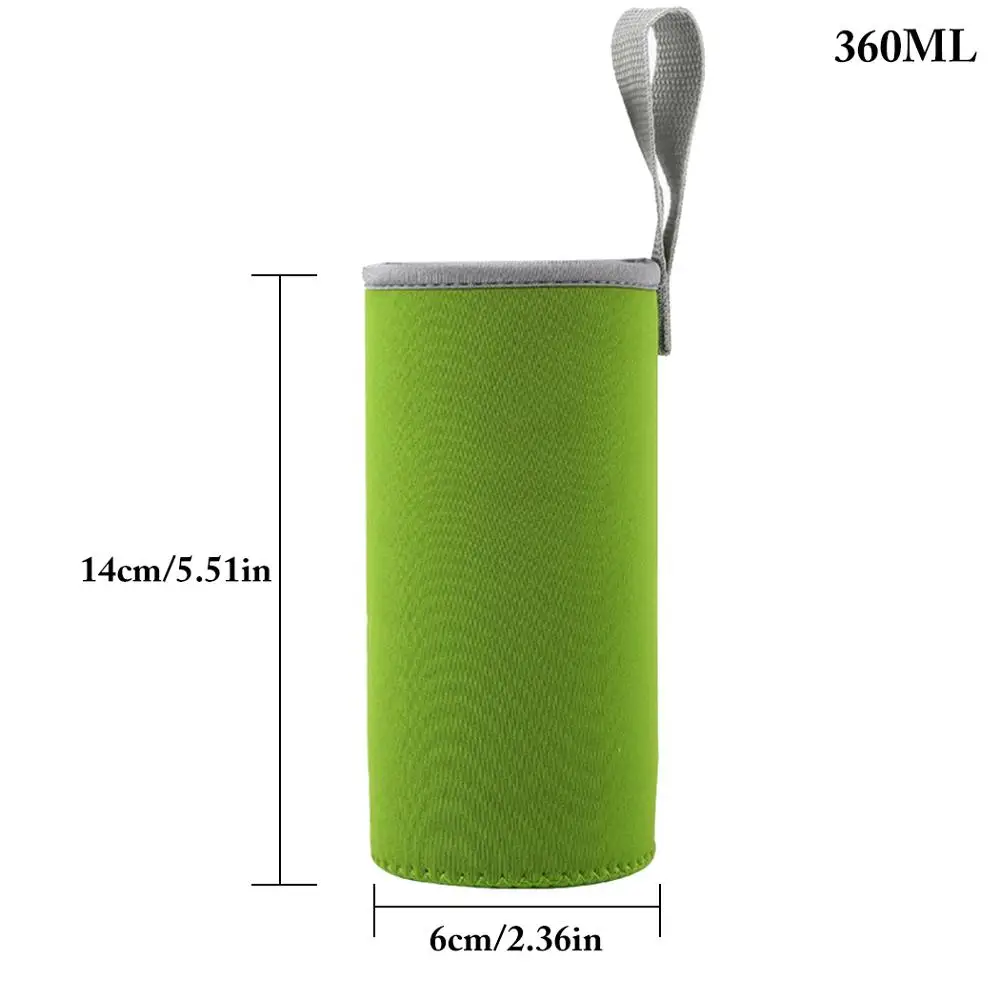 Green 360ml Спортивная крышка для бутылки воды, Неопреновая изоляционная втулка, сумка, чехол для 550 мл, портативный набор вакуумных чашек, спортивные аксессуары для кемпинга - Цвет: Green 360ml