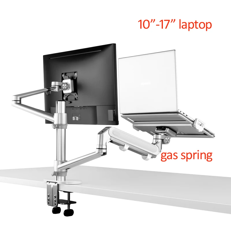 Ol-3L Pro Multimedia 32 Pollici Lcd Monior Desktop Stand Dual Arm + 17 "Supporto Per Laptop Supporto Da Tavolo Full Motion Supporto Per Monitor Suport