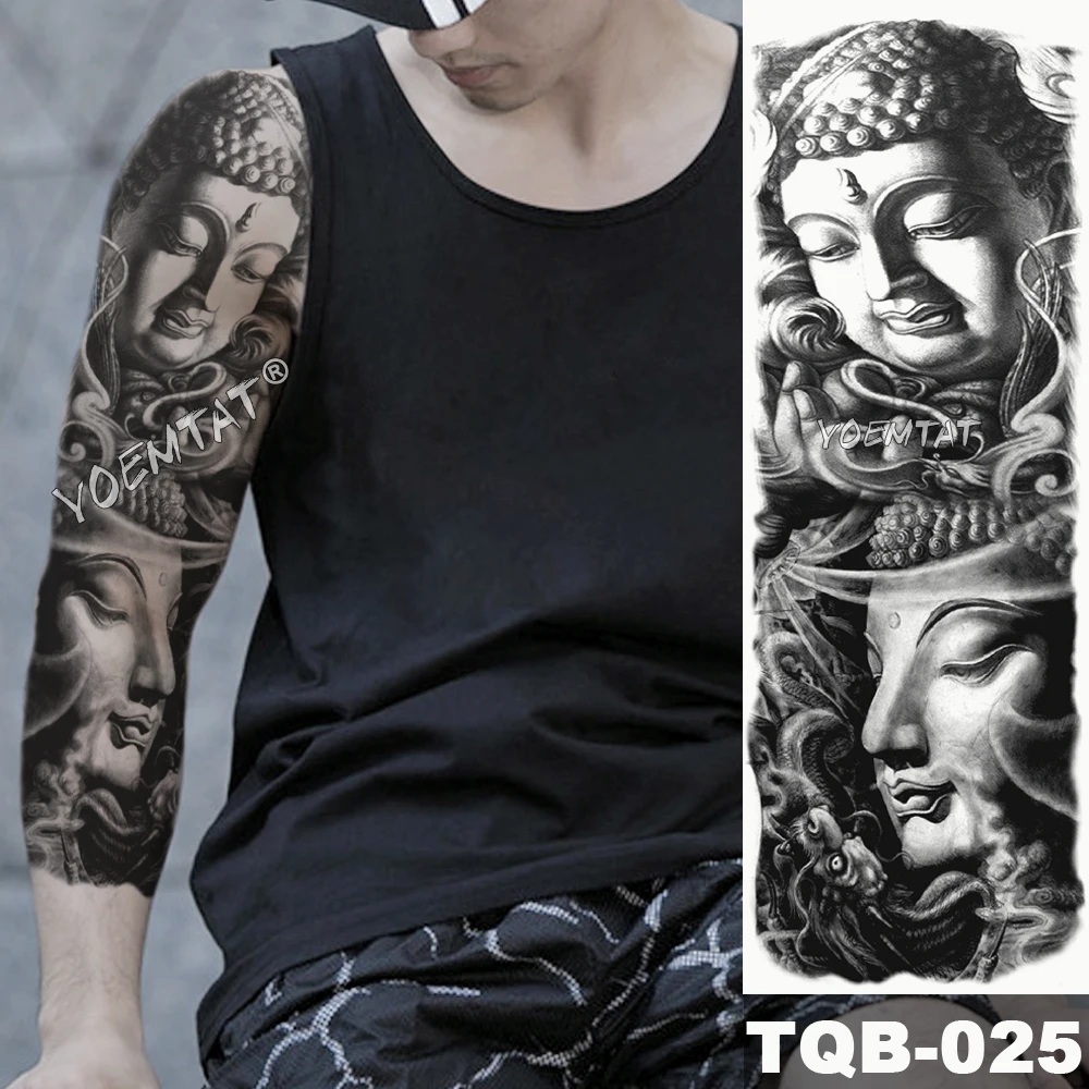 Large Arm Sleeve Tattoo Dragon Buddha Monkey King Waterproof Temporary Fake  Tatoo Sticker Skull Japanese Men Women Full Tatto - AliExpress, image size:1000x1000
