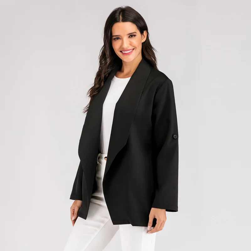 Black Blazer Coats Womens Blazers and Jackets Winter OL Outfits Open turn-down collar black blazer suits