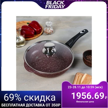 

Frying pan "Chocolate", 24x5.5 cm, removable handle, glass lid