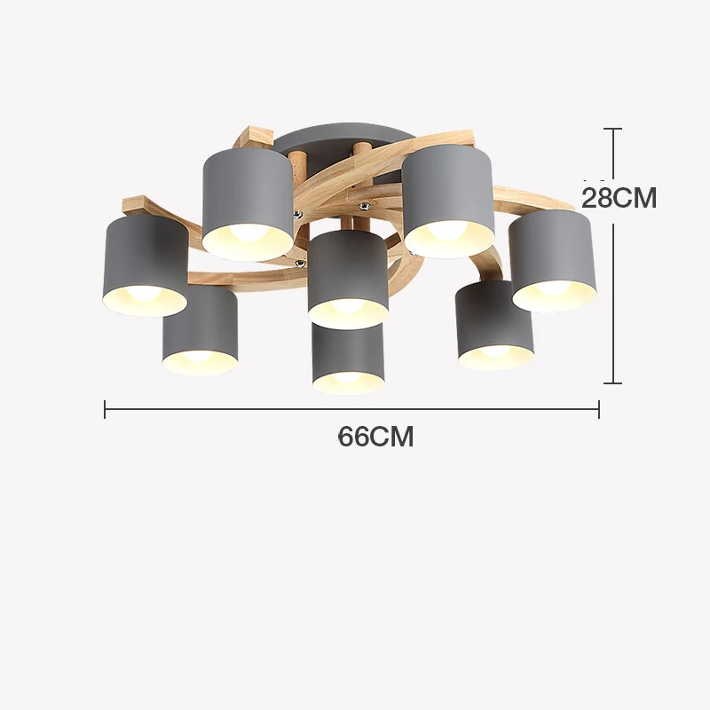 Скандинавское дерево E27 потолочный светильник 4 цвета потолочные светильники Современная железная гостиная потолочный светильник Кухонные светильники Lampa Sufitowa - Цвет корпуса: Gray 8 Heads