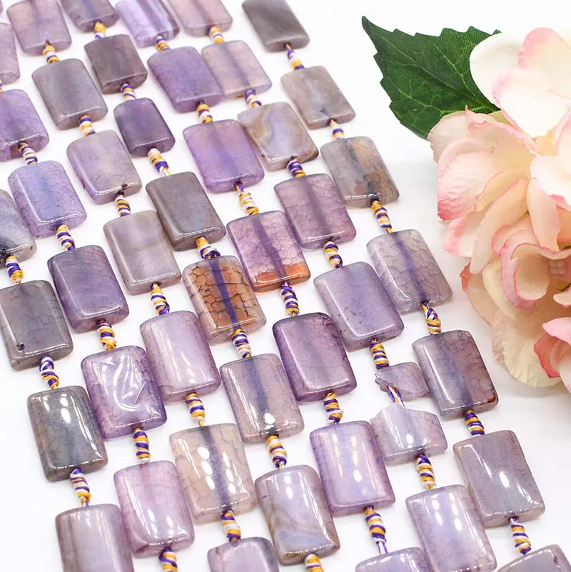 41mm Natural Frost Pale purple rectangular Agates smooth stone beads For DIY Necklace Bracelets Jewelry Making 15
