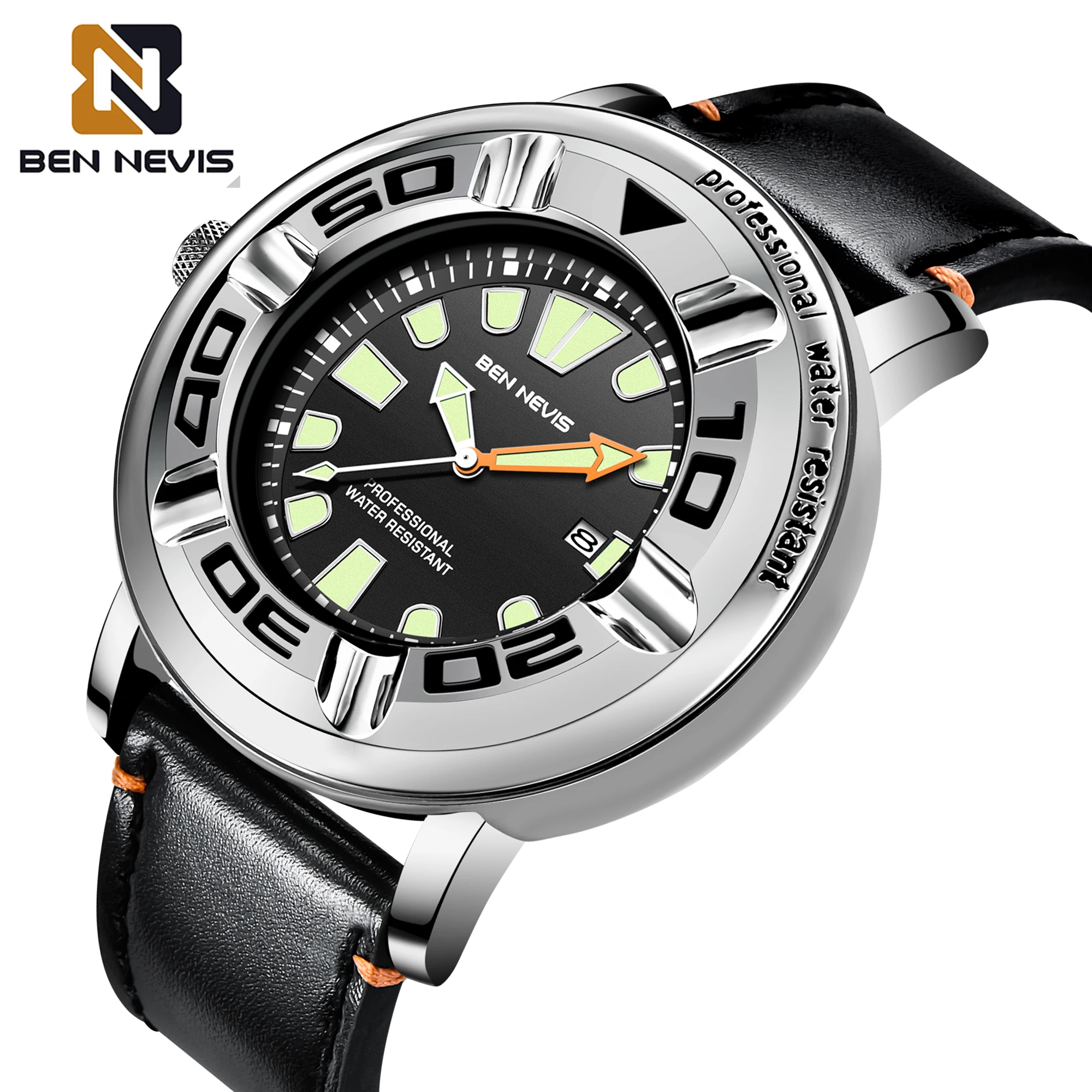BEN NEVIS Fashion Quartz Watches Big Dial Calendar Display Wirstwatch Man Chronograph 3ATM Waterproof Watch For Men часы мужские