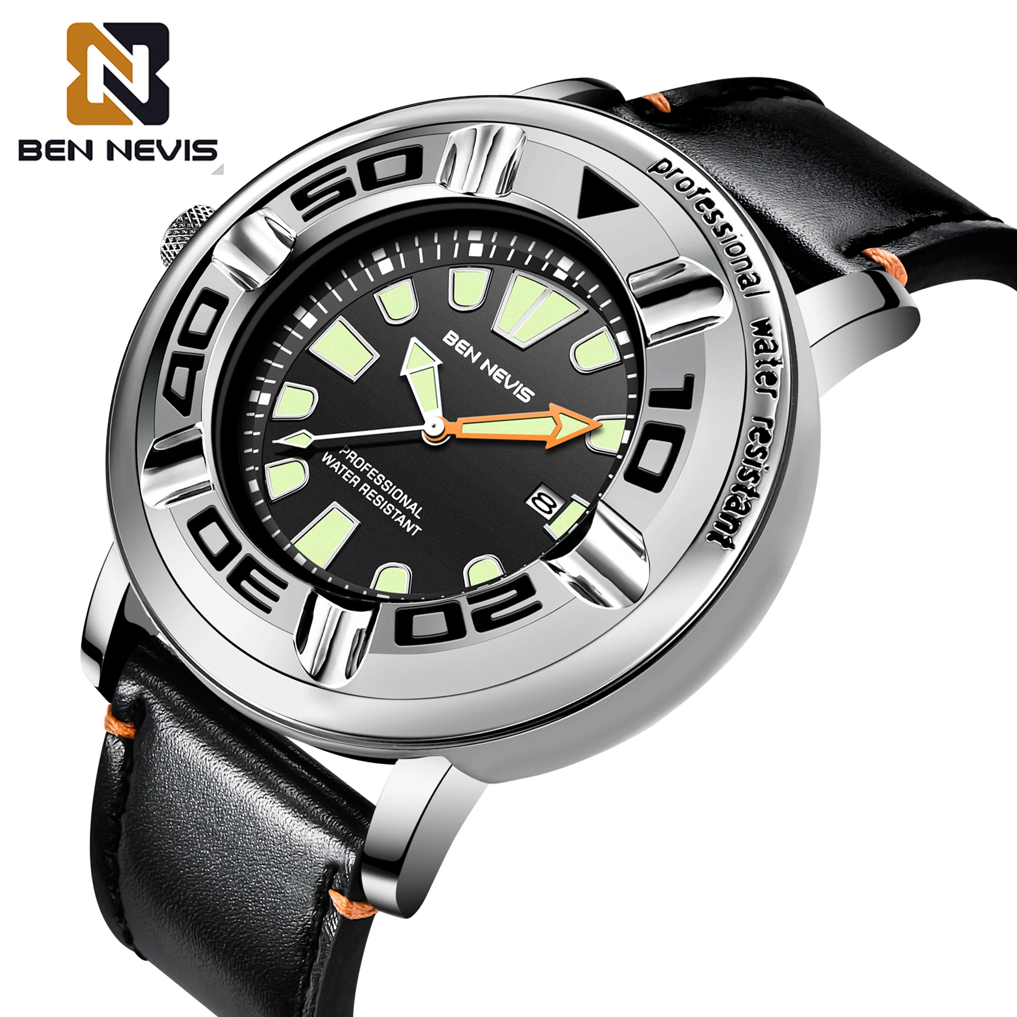 BEN NEVIS Fashion Quartz Watches Big Dial Calendar Display Wirstwatch Man Chronograph 3ATM Waterproof Watch For Men часы мужские invicta pro diver chronograph циферблат кварцевые дайверы 43405 200m мужские часы