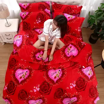 

1pc Flannel quilt cover warm printing cartoon home bedding