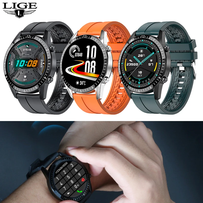 LIGE 2021 New Smart Watch Men Full Touch Screen Sport Fitness Watch