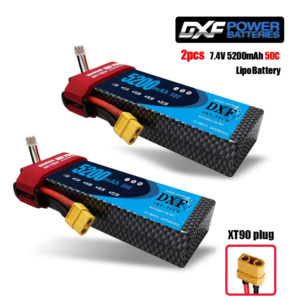 2 шт. DXF 7,4 В 3300 мАч 5200 мАч 6500 мАч Lipo аккумулятор жесткий чехол 2S 50C 60C 80C 1/10 1/8 весы для TRX Slash 4x4 RC автомобилей Жесткий Чехол - Цвет: 2PCS520050ChardXT90