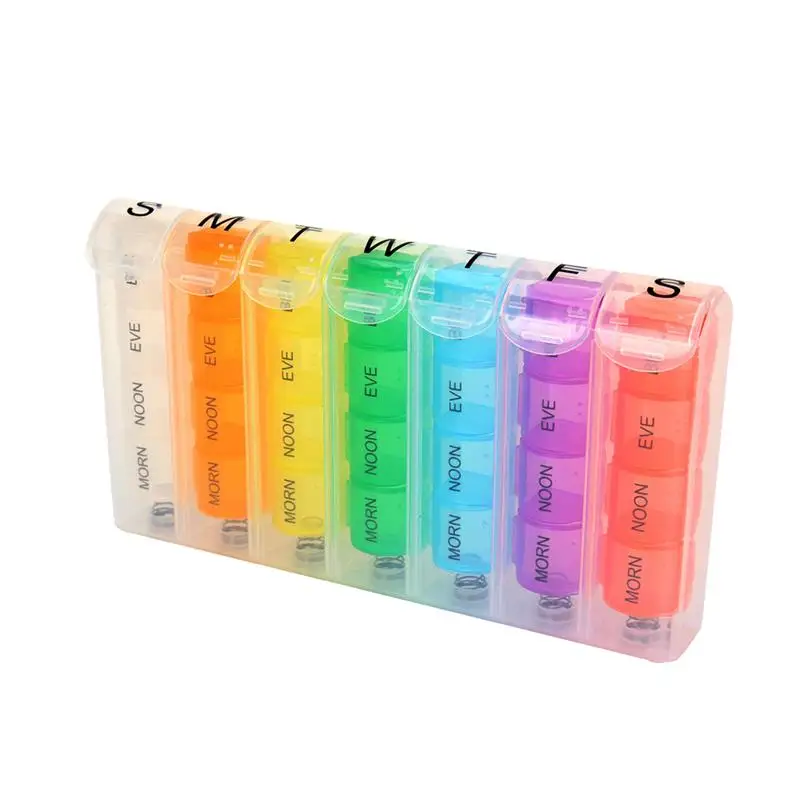 

ROSENICEPill Box 4 Times A Day Colorful Drug Pill Medicine Organizer Dispenser Container Case Box Holder For Travel Home