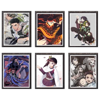 

Demon Slayer Kimetsu no Yaiba Giyuu Tanjirou Shinobu Kyoujurou Canvas Wall Art Decor Canvas Print for Living Room 50 x 70 cm