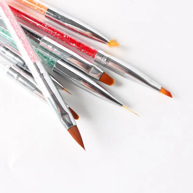 7Pc Professional Nail Art Brush Set UV Gel Acrylic Design Gel Polish Flat Painting Drawing Pen Manicure Nail Decorations Tools