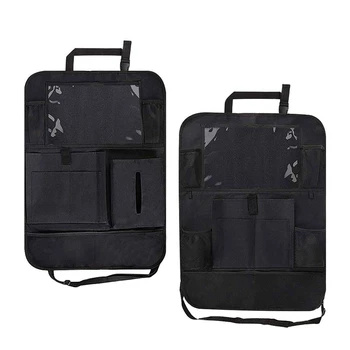 

Car Rear Seat Storage Rack Press Screen Tablet Computer Bracket Kickpad Paper Towel Box Book Bag Multi Storage (2 Pack), Black
