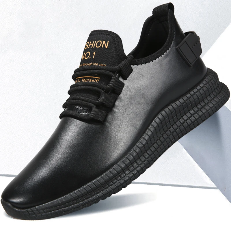 Мужская повседневная обувь из гибкой кожи; Comfor Zapatos De Hombre; модная мужская обувь в джентльменском стиле; 46; прогулочные мужские кроссовки; - Цвет: Black Yellow