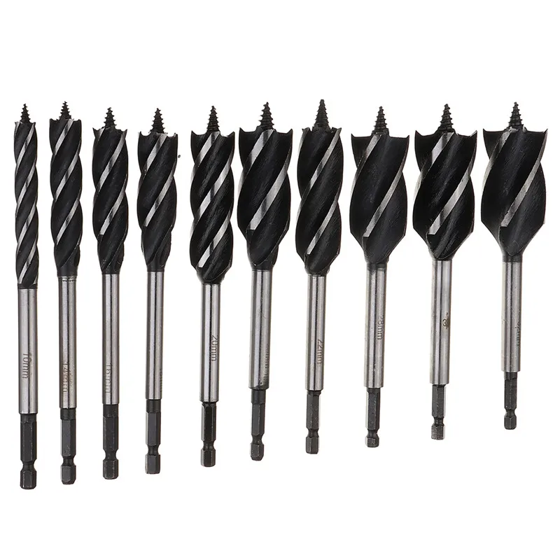

11pcs 10-32mm HCS Drill Bit High-Carbon Steel 4 Cutters Reamer Wood Fast Cut Auger Drill Bit Carpenter Hole Saw Tool