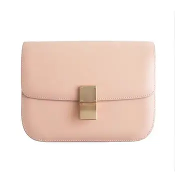 

2020 Genuine Leather Women Bag Luxury Design Handbag Famous Brand Yellow Color Simple Crossbody Tofu Bags Pink