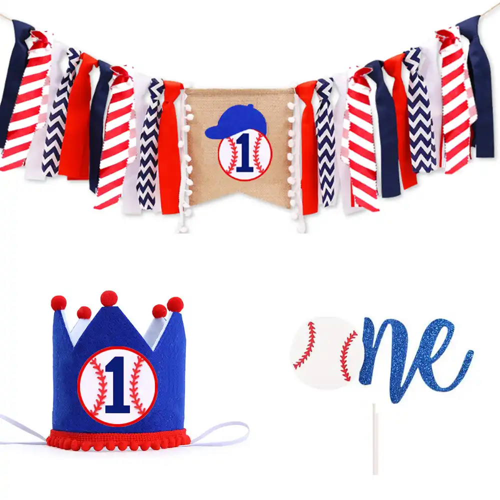 The Nevy Baseball Themed First Baby S Birthday Banner Baseball One