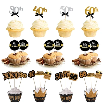 

Cupcake topper 30 40 50 60th Birthday party Adult 40th birthday parties cake decorations Cake wapper 30st Anniversary decor