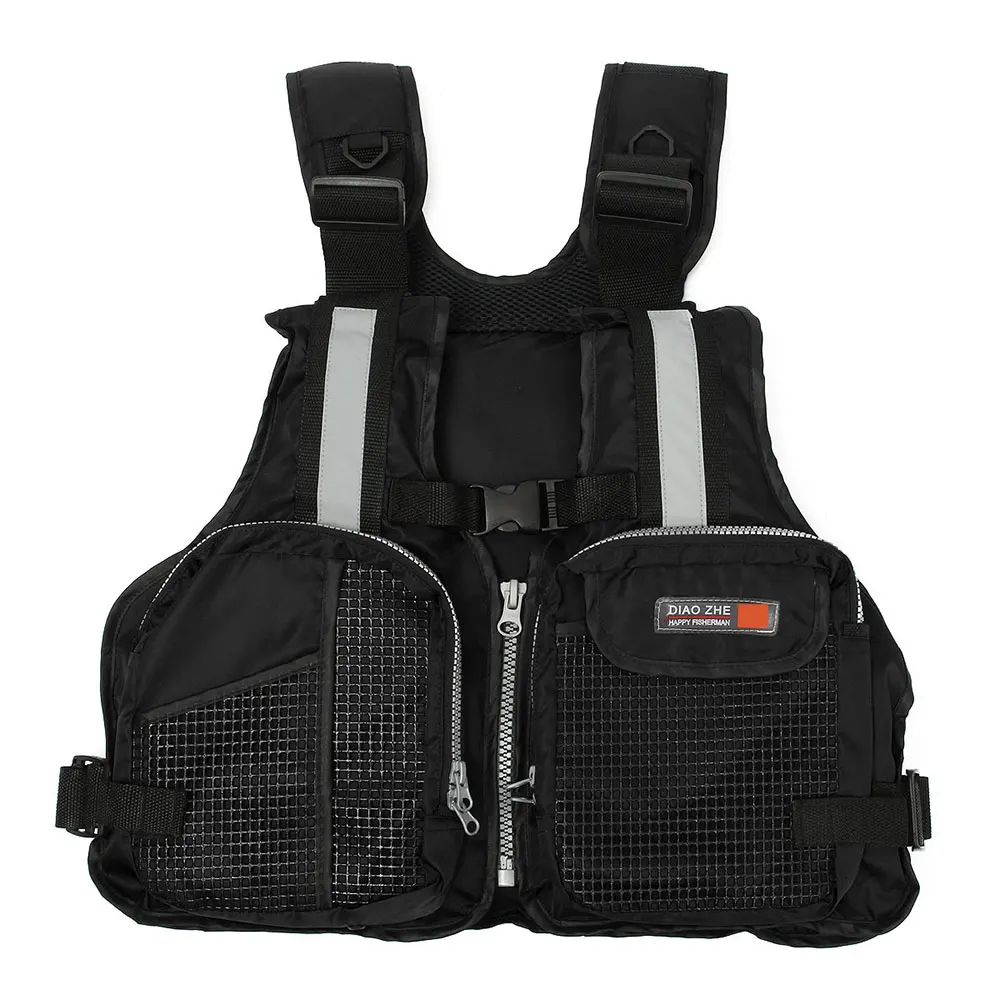 Fishing Life Jacket 3 Color Convenient Sailing Floating Jacket Fishing Vest Outdoor Canoeing Rescue Buoyancy Swimming Durable - Цвет: Black