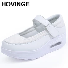 HOVINGE Демисезонный, с пряжкой, из PU искусственной кожи, белая медсестринская обувь кроссовки на танкетке Для женщин удобная повседневная обувь