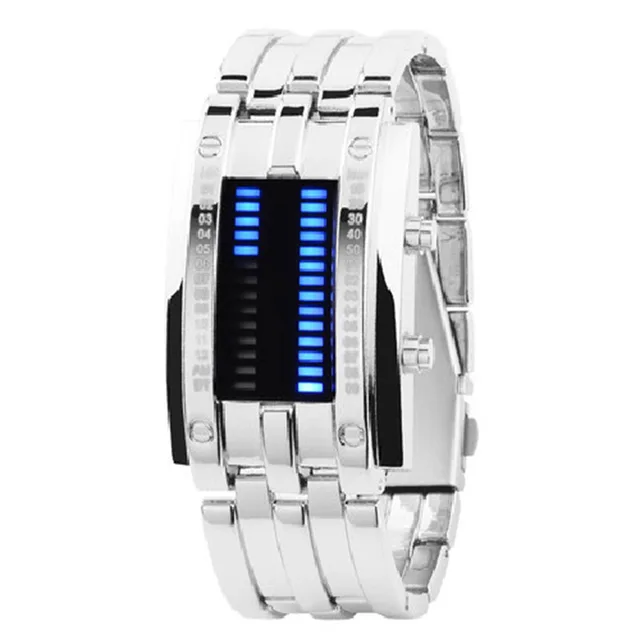 Lava-reloj deportivo para hombre, accesorio Masculino resistente al agua hasta 50m, con luz Led de doble fila, correa de acero, electrónico, a la moda - Imagen 2