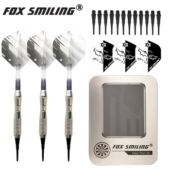 

Smiling Fox 18g Professional Electronic Soft Tip Darts 3pcs With Aluminum Alloy Shaft 6 Colors 12 Tips And 3pcs Flights Iron Box