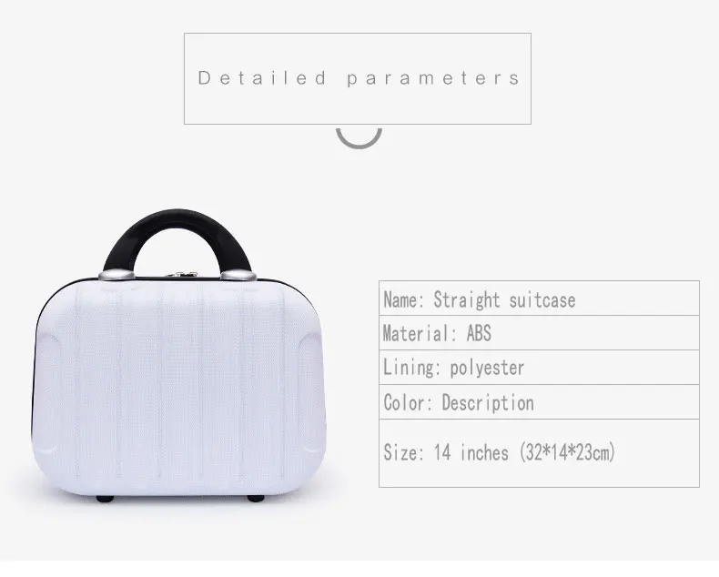 Модный чемодан в Вертикальную Полоску, 14 дюймов, миничемоданчик, простая косметичка для девочек, Большая вместительная Водонепроницаемая дорожная сумка Hanimom