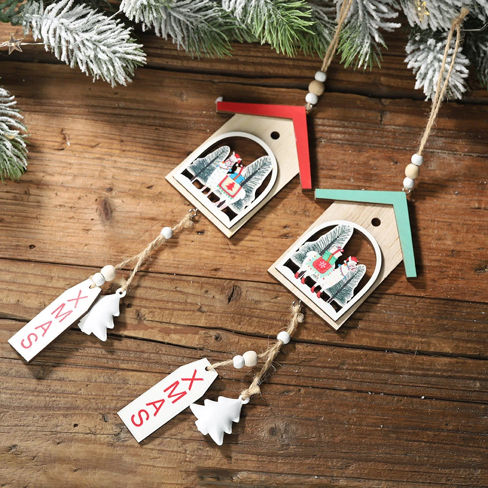 Cute House Design Christmas Tree Mini Christmas Decorations Scene Arrangement Window Shopping Mall Store Gift New Year