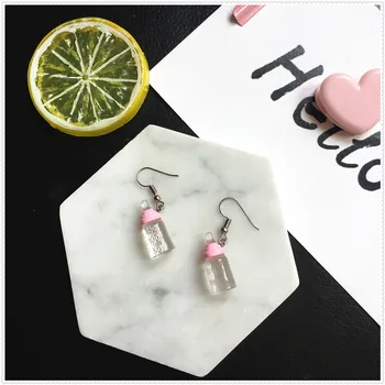 

Handmade Creative Cute Mini Simulation Feeding Bottle Dangle Earrings For Women Girl Funny Fashion Jewelry Gifts For young Girl