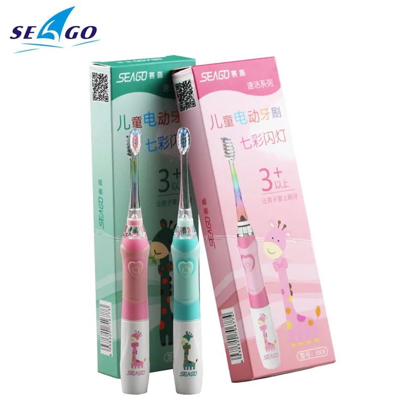 Seago Children's Electric Toothbrush LED Light Smart Reminder Replacement Nozzles Battery Supply Sonic Toothbrush for 3 Years+ Seago Children's Electric Toothbrush LED Light Smart Reminder Replacement Nozzles Battery Supply Sonic Toothbrush for 3 Years+