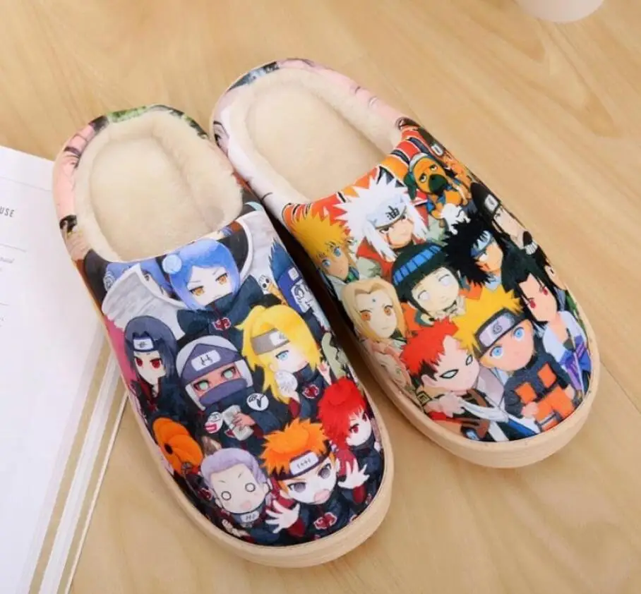 

Drop Ship Anime Cosplay Shoes Naruto Akatsuki Gintama Dragon Ball One Piece Warm Shoes Plush Antiskid Home Slippers Men Women