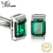 JewelryPalace Men Luxury Created Nano Russian Emerald Anniversary Wedding Cufflinks 925 Sterling Sliver