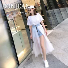 Кружевные лоскутные короткие летние джинсы, шорты для женщин, шорты из двух частей с завышенной талией, обтягивающие шорты BJ1129