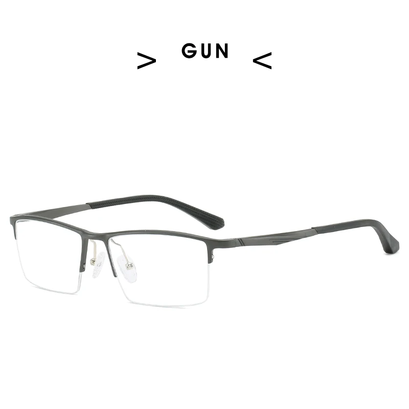 Женские очки кожух из алюминиевого сплава тонкие металлические квадратные очки мужские от близорукости, по рецепту полные оправы и очки - Цвет оправы: GUN