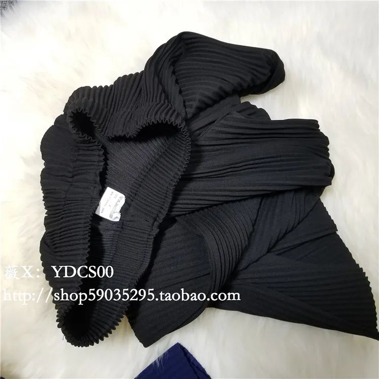 Miyake/Новинка; сезон осень-зима; плотные плиссированные широкие брюки; тонкие повседневные брюки с высокой талией и эластичной резинкой на талии; прямые брюки из двух предметов