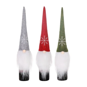 

12 Pcs Christmas Gnomes Wine Bottle Topper Cover Swedish Tomte Decorative Bottle Toppers Holiday Decorations Wholesale X2