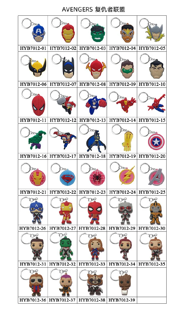 500 шт ПВХ мультяшная фигурка брелок для ключей Marvel Мстители Микки принцесса милый аниме брелок для ключей детская игрушка подвеска брелок модный брелок