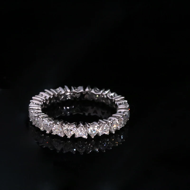 Женский браслет с бриллиантами однотонный 14 к белое золото сердечко Moissanite 3 мм 0 1ct